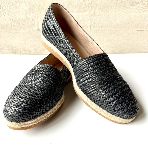 Paul Green Shoes - EUC Paul Green Lori Black Woven Espadrille Jute Suede Flat Slip-Ons, UK 6.5 US 9